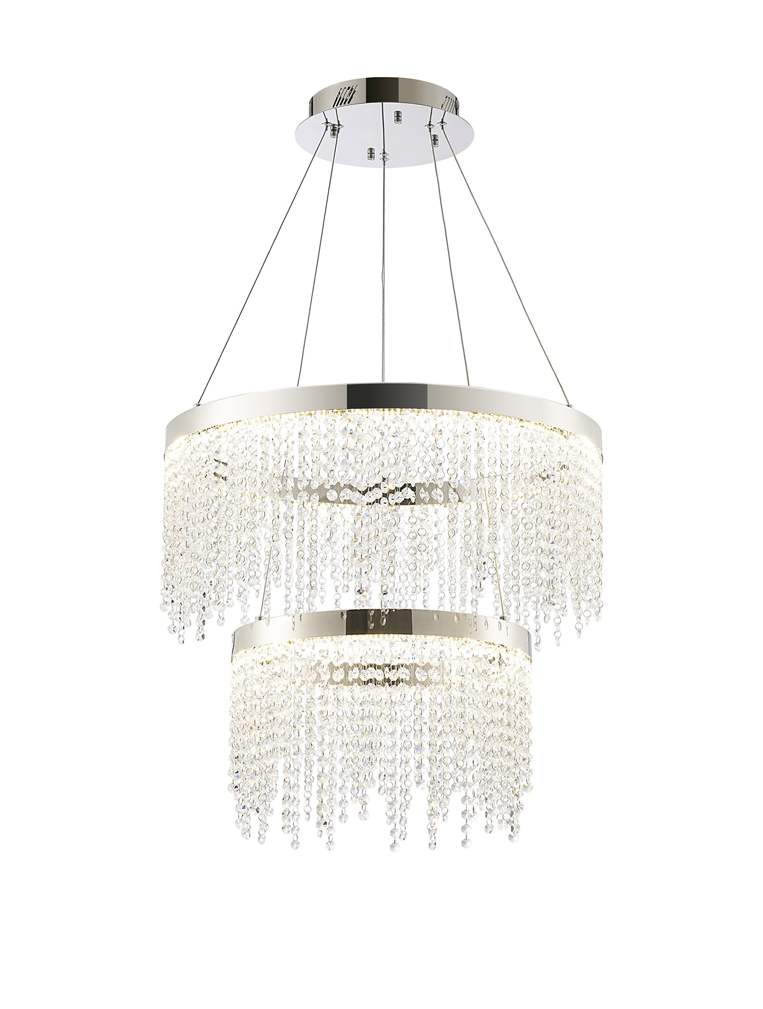 Bano Polished Chrome Crystal Ceiling Lights Diyas Tiered Crystal Fittings